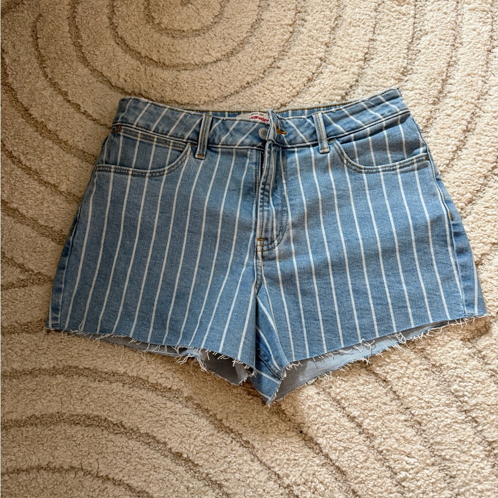 Wrangler Striped Blue Denim Women's Shorts